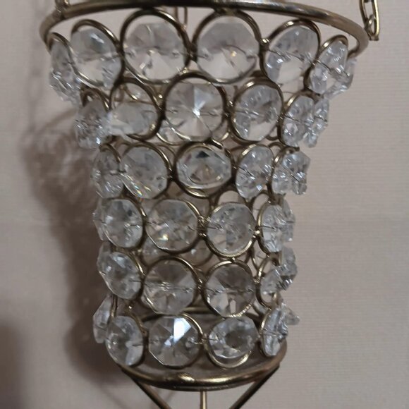 Embellished Crystal Glass Hanging Votive Holder - Picture 2 of 5
